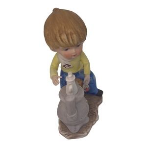 Polystone Cooking Boy and Stove Figurine